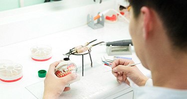 Set of dentures being crafted