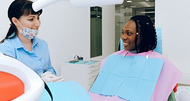 Patient at dental implant consultation