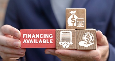 financing available appearing on wooden blocks  
