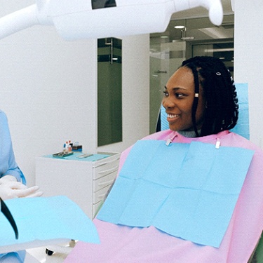 Woman at consultation for teeth whitening