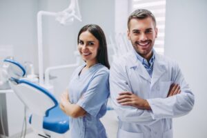 Dentist and dental hygienist ready to take care of your oral health